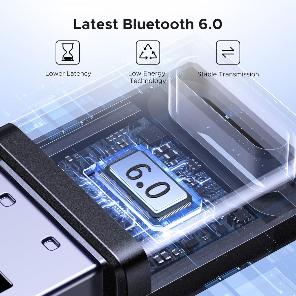 USB Bluetooth Adapter for PC, Bluetooth 6.0